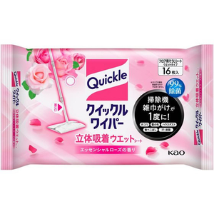KAO クイックルワイパー 立体吸着ウエット エッセンシャルローズ 16枚入 F411254-イメージ1