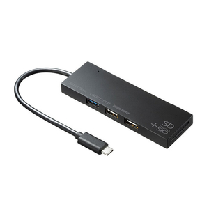 サンワサプライ USB Type Cコンボハブ(カードリーダー付き) ブラック USB-3TCHC16BK-イメージ1