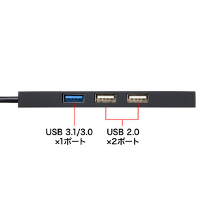 サンワサプライ USB Type Cコンボハブ(カードリーダー付き) ブラック USB-3TCHC16BK-イメージ2