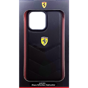FERRARI iPhone 15 Pro Max用本革 背面ケース ブラック FEHCP15XRDUK-イメージ1