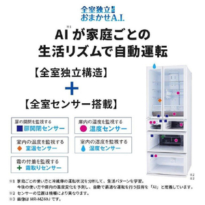三菱 547L 6ドアノンフロン冷蔵庫 WZシリーズ グレイングレージュ MRWZ55JC-イメージ19