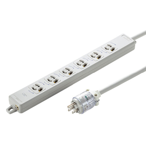 サンワサプライ 医用接地プラグ付き電源タップ(3P・6個口・1m) ホワイト TAP-HPM6-1W-イメージ1