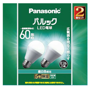 パナソニック LED電球 E26口金 全光束810lm(7．0W一般電球タイプ) 昼白色相当 2個入り パルック LDA7NGK62T-イメージ1