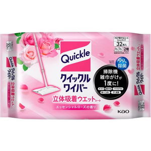 KAO クイックルワイパー 立体吸着ウエット エッセンシャルローズ 32枚入 F411257-イメージ1