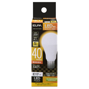 エルパ LED電球 E17口金 全光束440lm(4．1Wミニクリプトン球) 電球色相当 LDA4L-G-E17-G4104-イメージ1