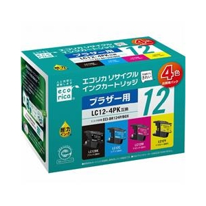 エコリカ リサイクルインクカートリッジ 4色パック ECI-BR124P/BOX エコリカ リサイクルインクカートリッジ 4色パック ECI-BR124P/BOX