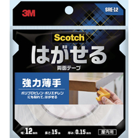 ３Ｍ スコッチ はがせる両面テープ 強力薄手１２ｍｍ×１５ｍ 3M スコッチ［［R上］］ はがせる両面テープ(強力薄手) SRE-12