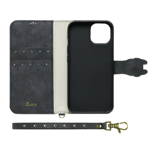 NATURAL design iPhone 15/14/13用手帳型ケース New Cocotte ブラック IP23-61-COT08-イメージ3