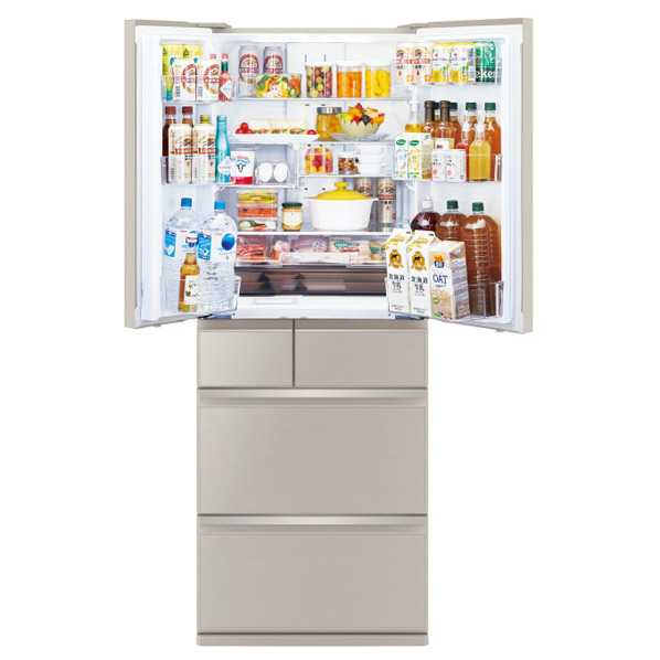 三菱 608L 6ドア冷蔵庫 WZシリーズ グレイングレージュ MR-WZ61J-C 608L 切れちゃう瞬冷凍A