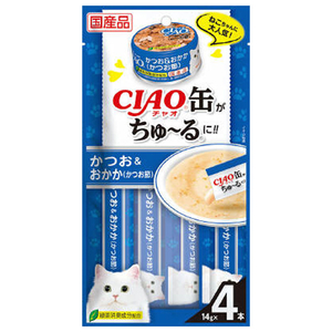 いなばペットフード CIAO缶ちゅ～る かつお&おかか(かつお節) 14g×4本 ﾁﾔｵｶﾝﾁﾕ-ﾙｶﾂｵｵｶｶ14GX4-イメージ1