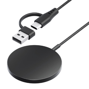 PGA マグネット式 ワイヤレス充電器 USB Type-A&C [1．2m] ブラック PG-MG12CA01BK-イメージ1