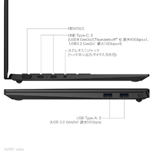 LG Electronics Japan ノートパソコン LG gram 14 オブシディアンブラック 14Z90T-GA52J2-イメージ11