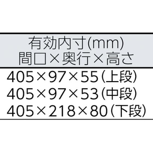 ＴＯＮＥ ツールケース(メタル) V形3段式 433×220×240mm FC815AG-3698009-イメージ3