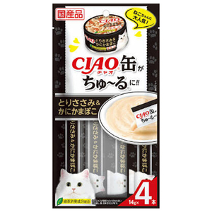 いなばペットフード CIAO缶ちゅ～る とりささみ&かにかまぼこ 14g×4本 ﾁﾔｵｶﾝﾁﾕ-ﾙｻｻﾐｶﾆｶﾏ14GX4-イメージ1