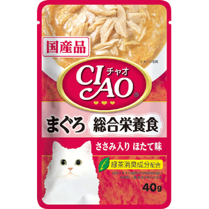 いなばペットフード CIAO パウチ 総合栄養食 まぐろ ささみ入り ほたて味 40g ﾁﾔｵｿｳｺﾞｳｼﾖｸﾎﾀﾃ40G-イメージ1