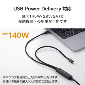エレコム USB Type-C&trade; - USB Type-C 2WAYケーブル(USB2．0/140W/メッシュ) ブラック MPA-CCCA12BK-イメージ7