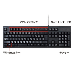 サンワサプライ 日本語109キーボード ブラック SKB-109PBK-イメージ8
