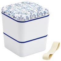 スケーター メラミンランチBOX2段天平文様(夢幻) 濃青 SLBWS6MﾗﾝﾁBOX2ﾀﾞﾝﾑｹﾞﾝNV