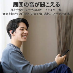 エレコム オープンイヤー型ワイヤレスヘッドホン スモーキーブラック LBT-OWS01BK-イメージ2