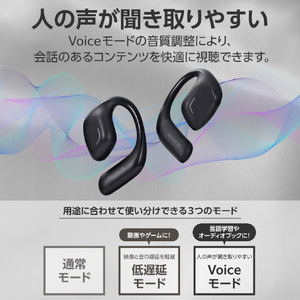 エレコム オープンイヤー型ワイヤレスヘッドホン スモーキーブラック LBT-OWS01BK-イメージ4