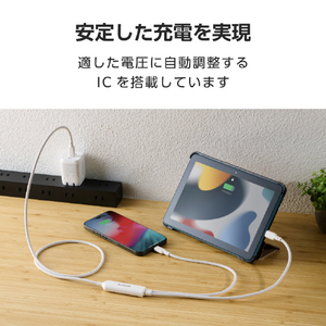エレコム USB Type-C&trade; - USB Type-C 2WAYケーブル(USB2．0/140W/メッシュ) ホワイト MPA-CCCA12WH-イメージ4