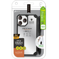 エアージェイ iPhone 14 Pro Max用耐衝撃ハイブリッド背面クリアケース ブラック AP-P22PX-T BK