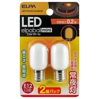 エルパ LED常夜灯 E12口金 全光束1lm(0．2Wナツメ球タイプ) オレンジ色 2個入り elpaball mini LDT1YR-G-E12-G10012P