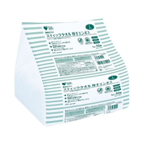 オオサキメディカル プラスハート スティックタオル 厚手エンボス L 50本 FCF341T-74994-イメージ1