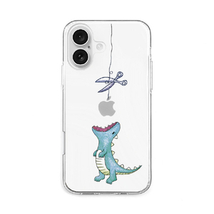 AKAN iPhone 16用ソフトクリアケース はらぺこザウルス グリーン AK26991I16-イメージ1