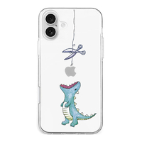 AKAN iPhone 16 Plus用ソフトクリアケース はらぺこザウルス グリーン AK26992I16PL