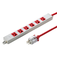 サンワサプライ 医用接地プラグ付き電源タップ(3P・6個口・5m) レッド TAP-HPM6-5R