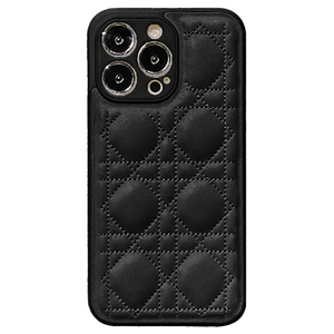 GAACAL Phone 14 Pro用キルティングPUレザーケース ブラック P00273BKQP-イメージ1