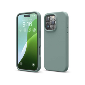 elago iPhone16Pro用シリコンケｰス ミッドナイトグリーン EL_IPRCSSCS3_GN-イメージ2