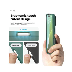 elago iPhone16Pro用シリコンケｰス ミッドナイトグリーン EL_IPRCSSCS3_GN-イメージ7