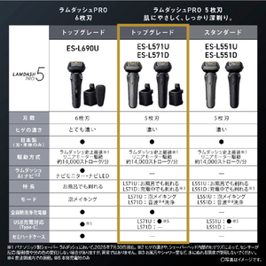 パナソニック シェーバー ラムダッシュ PRO5枚刃 チタンシルバー ES-L571U-S-イメージ11