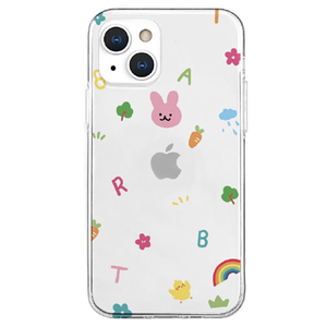 AKAN iPhone 13用ソフトクリアケース ピンクウサギ AK20995I13-イメージ1