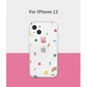 AKAN iPhone 13用ソフトクリアケース ピンクウサギ AK20995I13-イメージ10