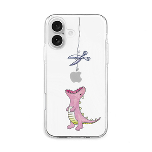 AKAN iPhone 16用ソフトクリアケース はらぺこザウルス ピンク AK26995I16-イメージ1