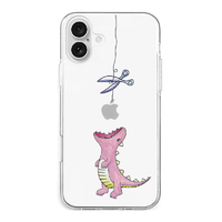 AKAN iPhone 16 Plus用ソフトクリアケース はらぺこザウルス ピンク AK26996I16PL