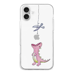 AKAN iPhone 16 Plus用ソフトクリアケース はらぺこザウルス ピンク AK26996I16PL-イメージ1