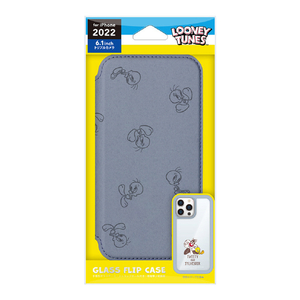 PGA iPhone 14 Pro用ガラスフリップケース ルーニー・テューンズ PG-WGF22Q05LNT-イメージ1