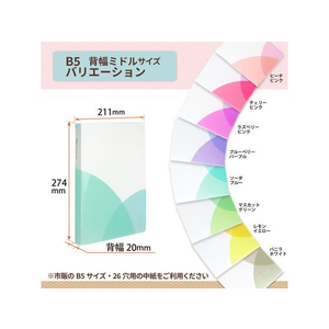 プラス PASTYルーズリーフバインダー B5-S ミドル ソーダブルー FCC1705-98-804/FC-800PR-イメージ5