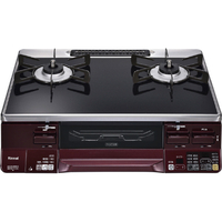 リンナイ 【都市ガス用】グリル付ガステーブル(左強火力) ラクシエ 前面パネル/レッド 天板/ブラック RTE65VARBA-GL-13A