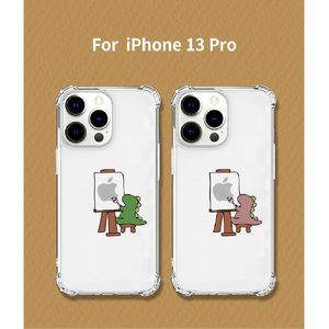 AKAN iPhone 13 Pro用ソフトタフケース おしごとザウルス―画家 ピンク AK20999I13P-イメージ11